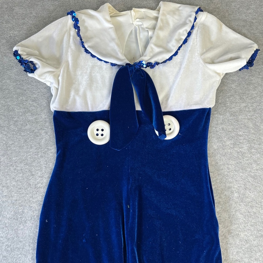 Vintage Art Stone Royal Blue Velvet Womens Sailor Jumpsuit‎ Costume Cosplay